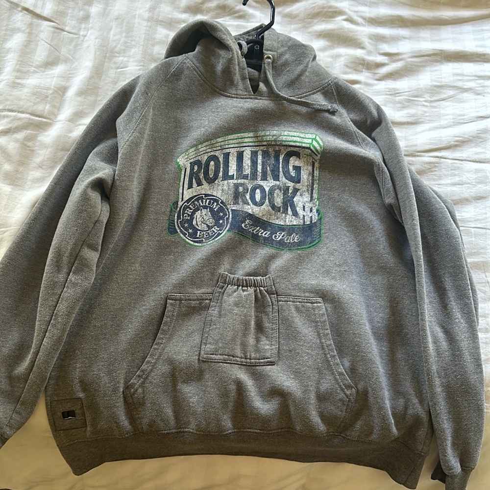 Vintage Gray Rolling Rock Hoodie- XL